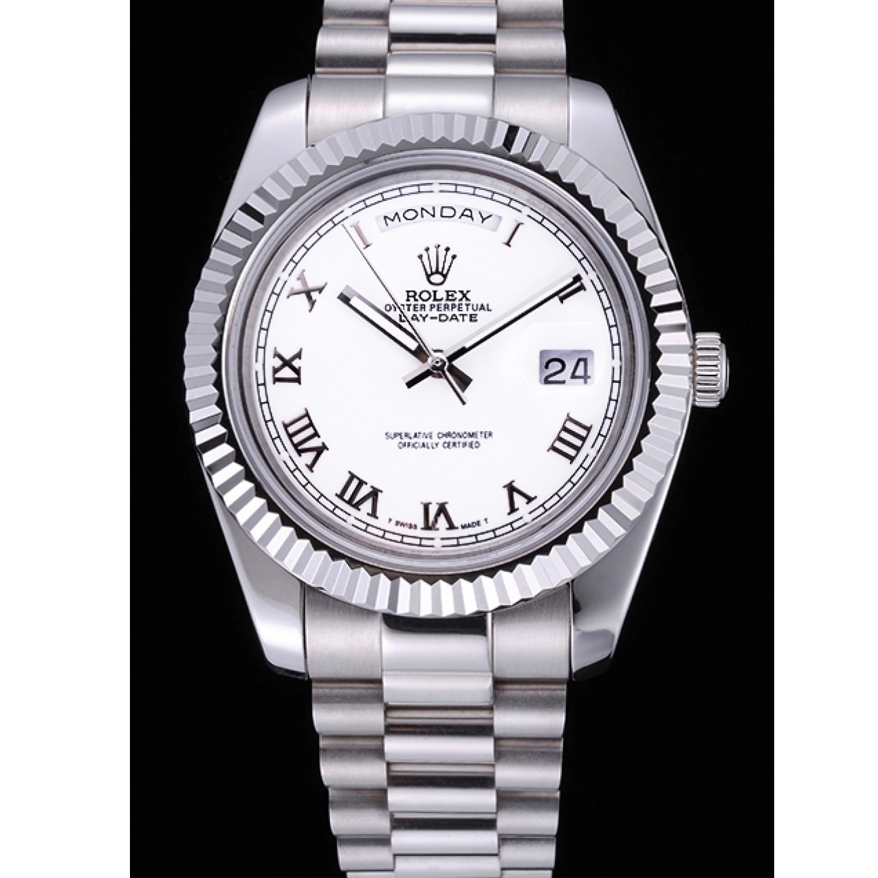 Best AAA Replica Sites Dial Steel Rolex Day-Date White Bracelet Stainless 622547 0527